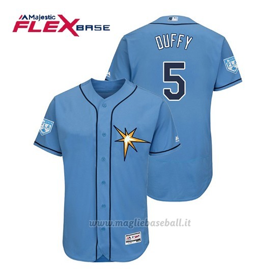 Maglia Baseball Uomo Tampa Bay Rays Matt Duffy Flex Base Entrenamiento De Primavera 2019 Blu
